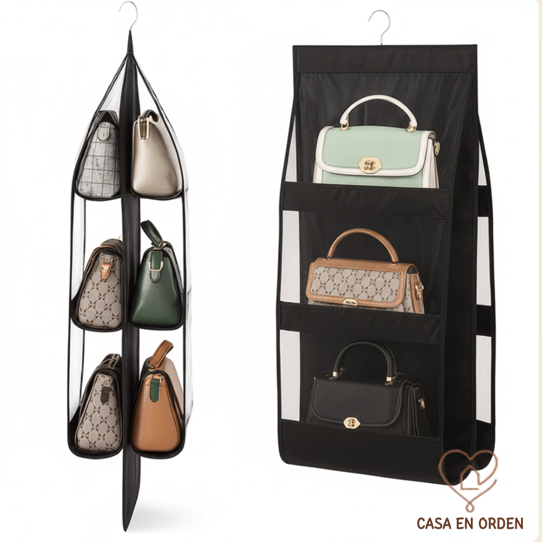 Organizador Colgante 6 Carteras Para Placard Percha Cartera