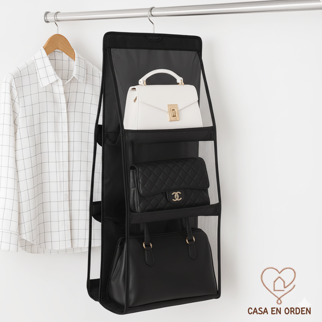 Organizador Colgante 6 Carteras Para Placard Percha Cartera