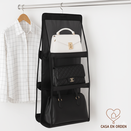 Organizador Colgante 6 Carteras Para Placard Percha Cartera