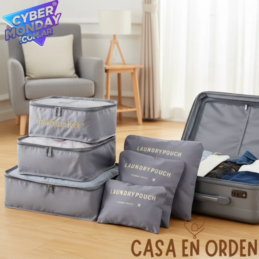 TravelSmart Pack™ ¡Dile adiós al desorden en tu maleta con este set organizador de 6 piezas!