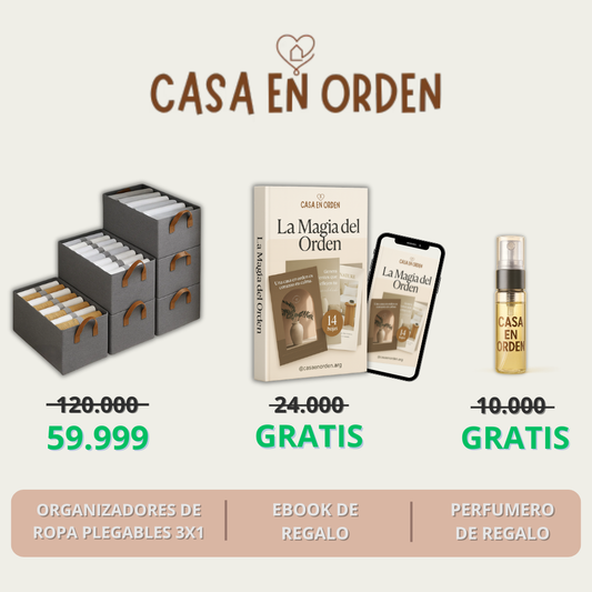 Organizadores de Ropa Plegables (Comprá 1 y lleváte 3) + Ebook + Perfumero de regalo